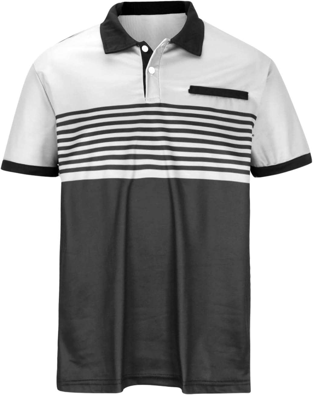 Herren-Golfhemden Kurzarm Regular Fit Feuchtigkeitsableitend Performance Casual Gestreiftes Patchwork-Muster Herren-Poloshirts