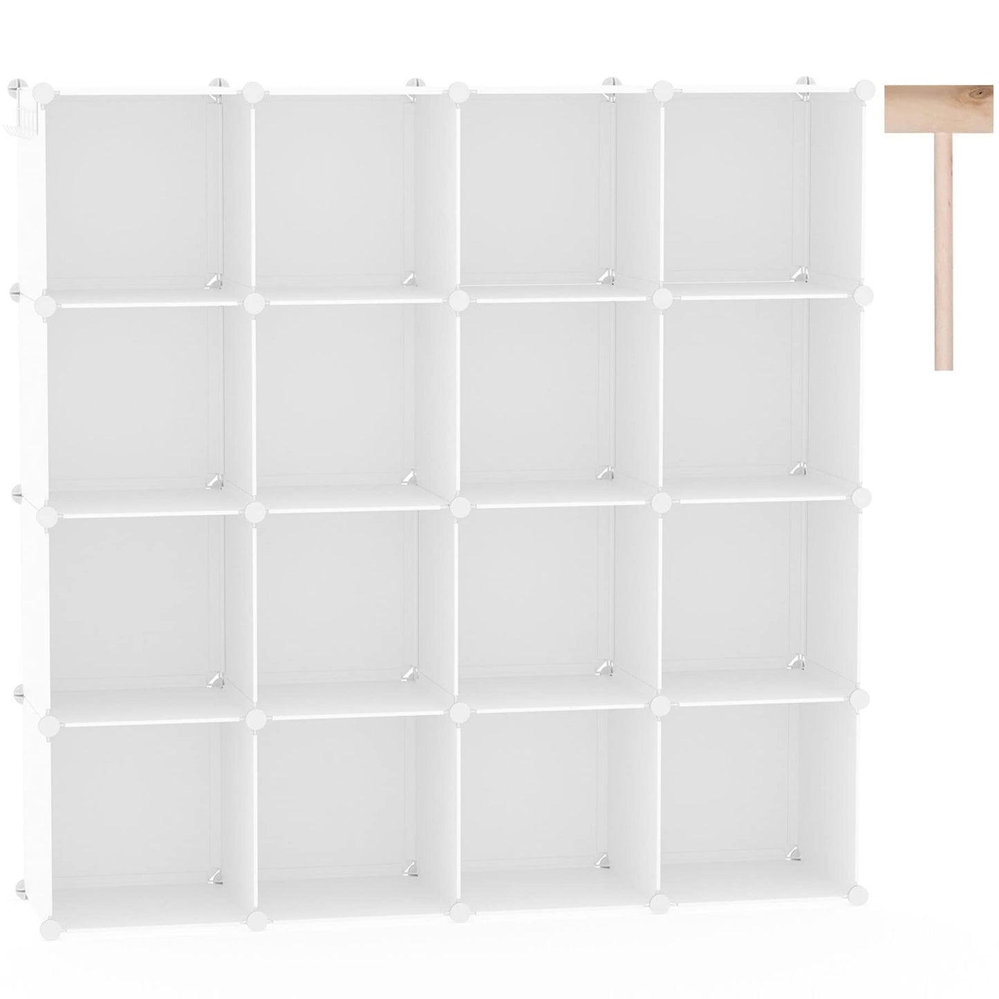 C&AHOME Cube Storage Organizer, 16-Cube Shelves Units, Plastic Storage Cubes, DIY Closet Organizer, Modular Closet Storage Shelves Ideal for Home, Bedroom, 48.4" L × 12.4" W × 48.4" H Black SUM3016H