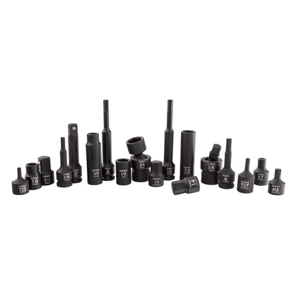 SUNEX Tools 80 Piece 3/8 in. Drive Master Impact Socket Set, Universal, Star, External Star, Extensions, Universal Joint, SAE and Metric, 8mm to 19mm and 5/16 in. to 3/4 in., CR-MO Steel, Model 3580