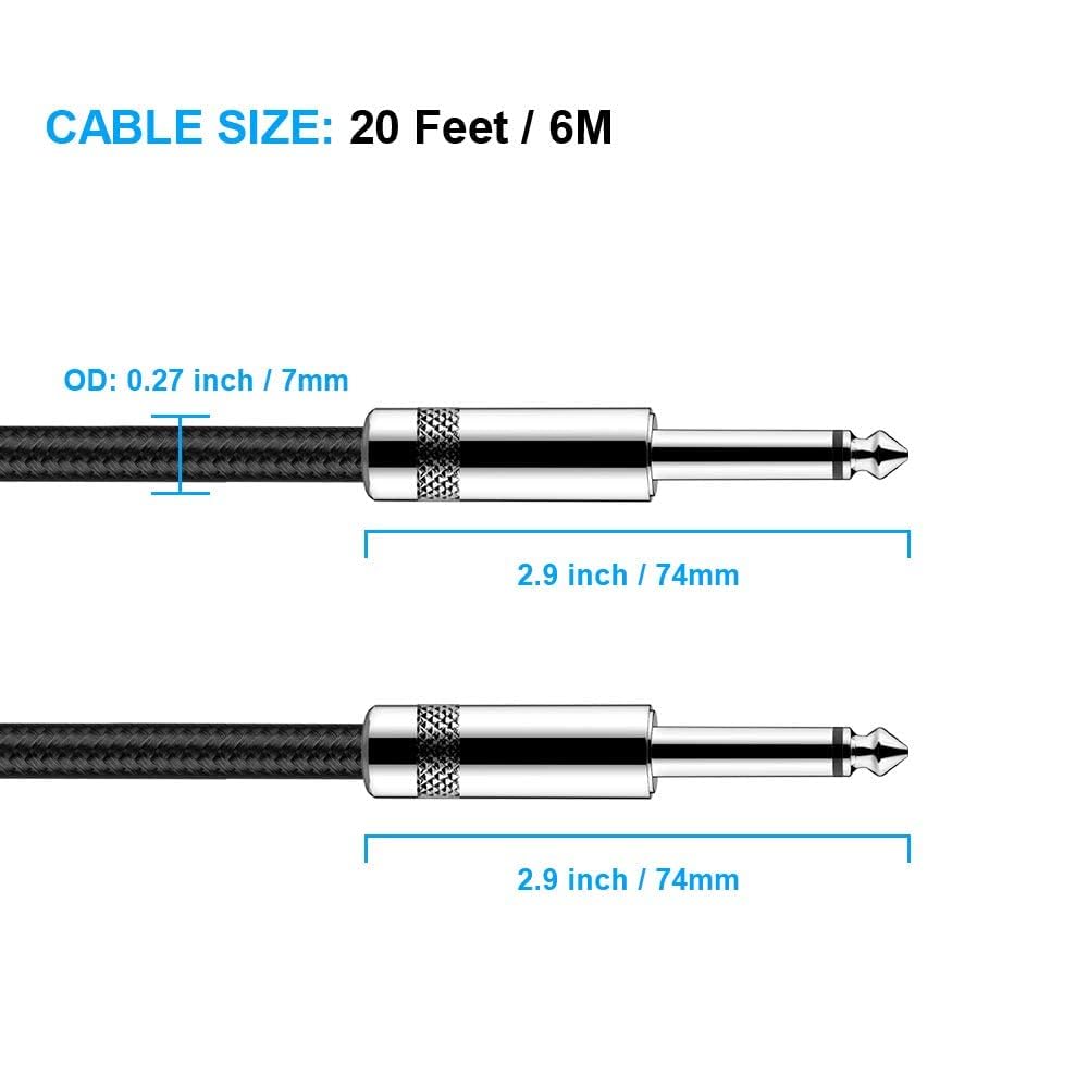 Gitarrenkabel 3m New bee E-Instrumentenkabel Bassverstärkerkabel für E-Gitarre, Bassgitarre, E-Mandoline, Pro Audio (Winkelstecker auf Gerader Stecker, Schwarz)