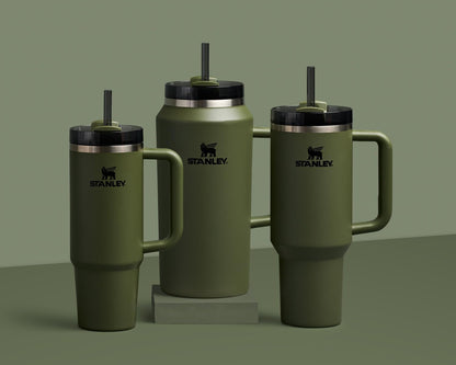 Vaso Stanley Quencher H2.0 con asa y pajita de 40 oz | Tapa Flowstate de 3 posiciones | Compatible con portavasos para viajes | Vaso térmico de acero inoxidable | Sin BPA | Arándano
