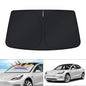 KUST Windshield Sun Shade for 2017-2026 Tesla Model Y/Model 3 Sunshade Accessories (Fit 2025-2026 Model Y Juniper / 2024 Model 3 Highland) Upgraded Foldable Sunshade, Blocks UV Rays Keep Car Cool