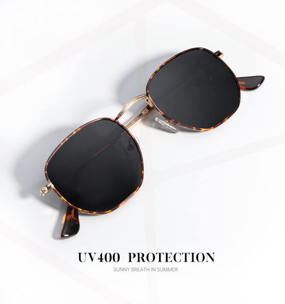 KALIYADI Sonnenbrillen für Damen und Herren Polarisiert Hexagon Damensonnenbrillen Trendy Metallrahmen UV-Schutz (Gold Rahmen Grau Linse)