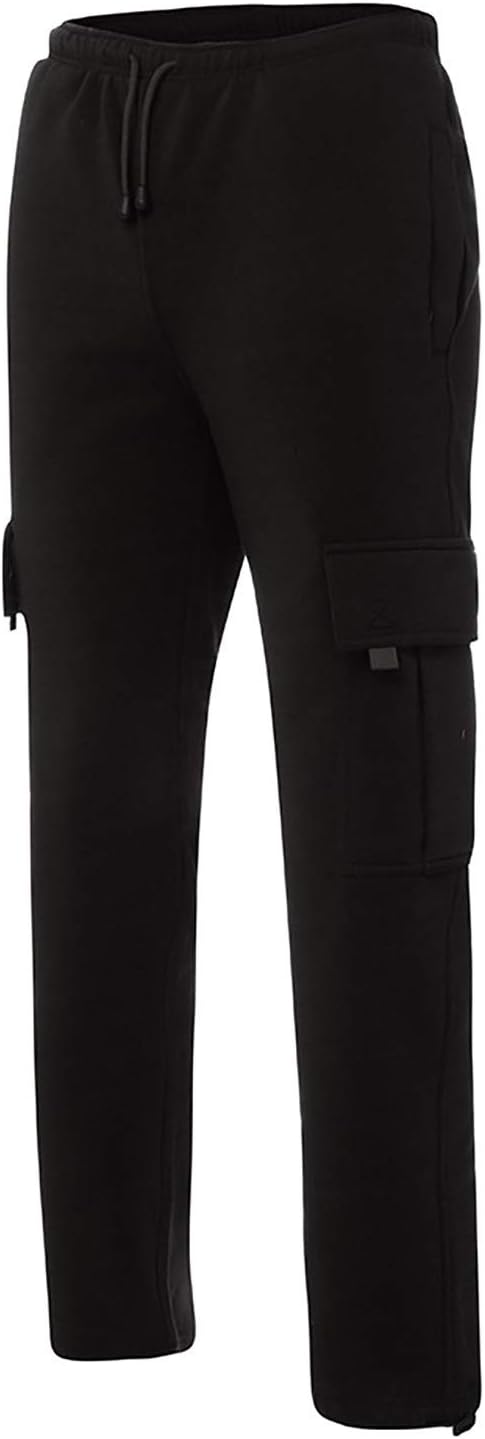 Herren Fleece Cargo Hose Dicke Sweatpants Freizeithose Loose Sports Jogginghose mit Taschen