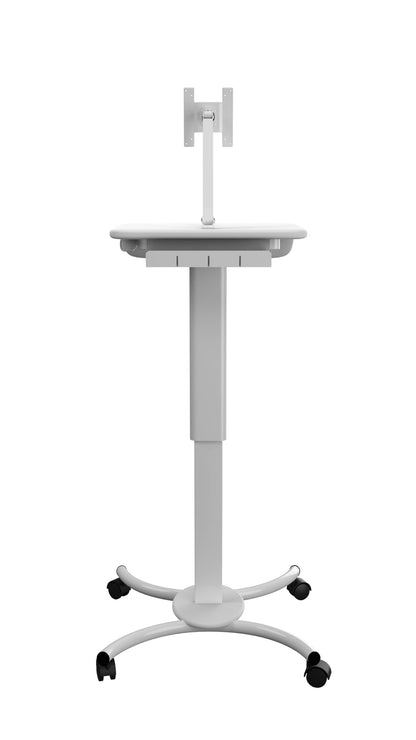 Rolling Medical Workstation – CTA Height Adjustable Mobile Secure Medical Workstation Cart for iPad 10th Gen 10.9" - 7/8/9 Gen 10.2”- Pro 11” - Air 4 - Galaxy Tab S3 - White (QPAD-HRSW)