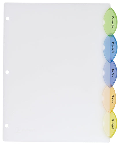 Avery Insertable Style Edge Plastic Dividers for 3 Ring Binders, 5-Tab Sets, Multicolor, 24 Sets, 120 Divider Tabs (11200)