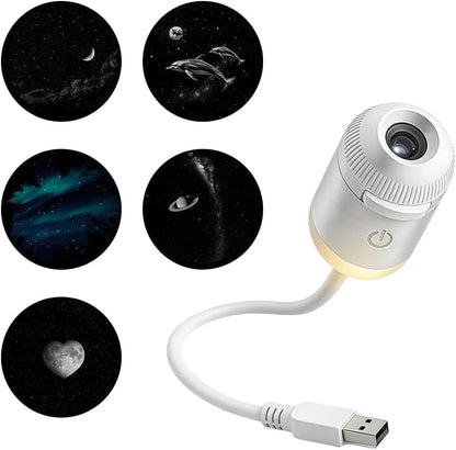 2-in-1 Galaxy Projector Night Light, USB Star Projector with Adjustable Brightness, Mini Galaxy Light Projector for Bedroom Ceiling Wall Room Decor (24 Projection Films)