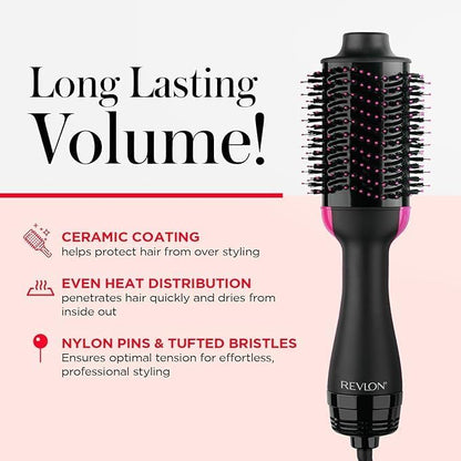 Revlon RVDR5222F One-Step Volumizer und Ionen-Haartrockner mit fortschrittlicher Ionen-Technologie, Warmluftbürste, weniger Frizz, 3 Heiz-/2 Geschwindigkeitsstufen, Schwarz