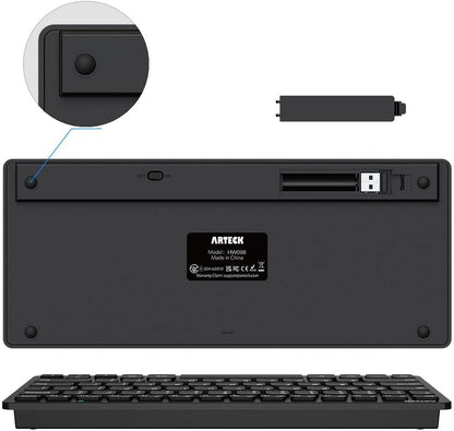 Arteck 2.4G kabellose Tastatur, ultraflache und kompakte Tastatur mit Media-Hotkeys für Computer, Desktop-PC, Laptop, Surface, Smart TV und Windows 11/10/8/7, Schwarz