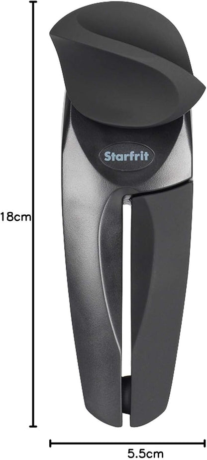 Starfrit MightiCan Dosenöffner – Sicher – Hält den Deckel fest und hinterlässt keine scharfen Kanten am Deckel – 3 Jahre Garantie – Komfortgriff – Hochleistungs-Anti-Rutsch-Knauf – Schwarz