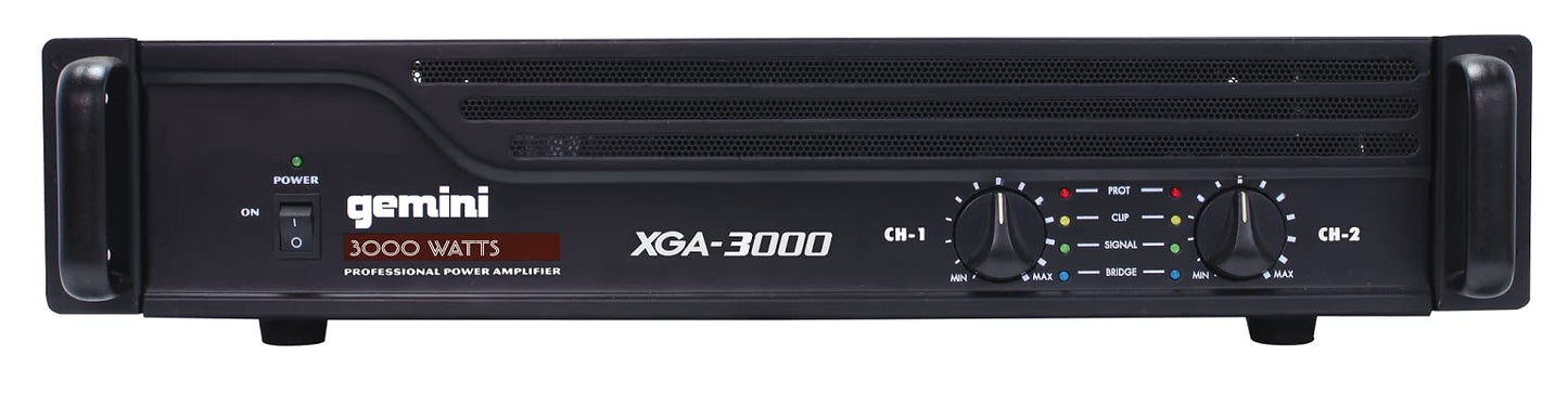 Gemini Professional 1300W 2-Channel Power Amplifier – High-Powered DJ & PA Audio Amp with XLR/RCA Inputs, Bridge Mode, Built-in Protection & Cooling for Live Sound & Installations (XGA-5000)