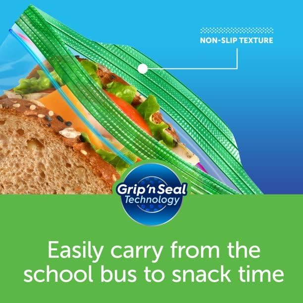 Bolsas Ziploc para sándwiches para frescura en movimiento, tecnología Grip 'n Seal para un agarre, apertura y cierre más fáciles, 90 unidades