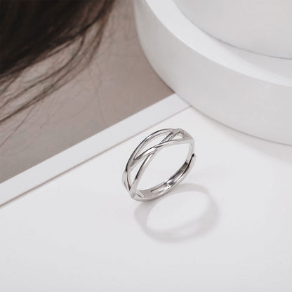 OOOPEL Sterlingsilber Verstellbarer Ring S925 Silberringe für Frauen Zirkonia Twist Liebesknoten Zarter Ring Silber Minimalistischer Offener Fingerring Silber Daumen Sterlingsilberring