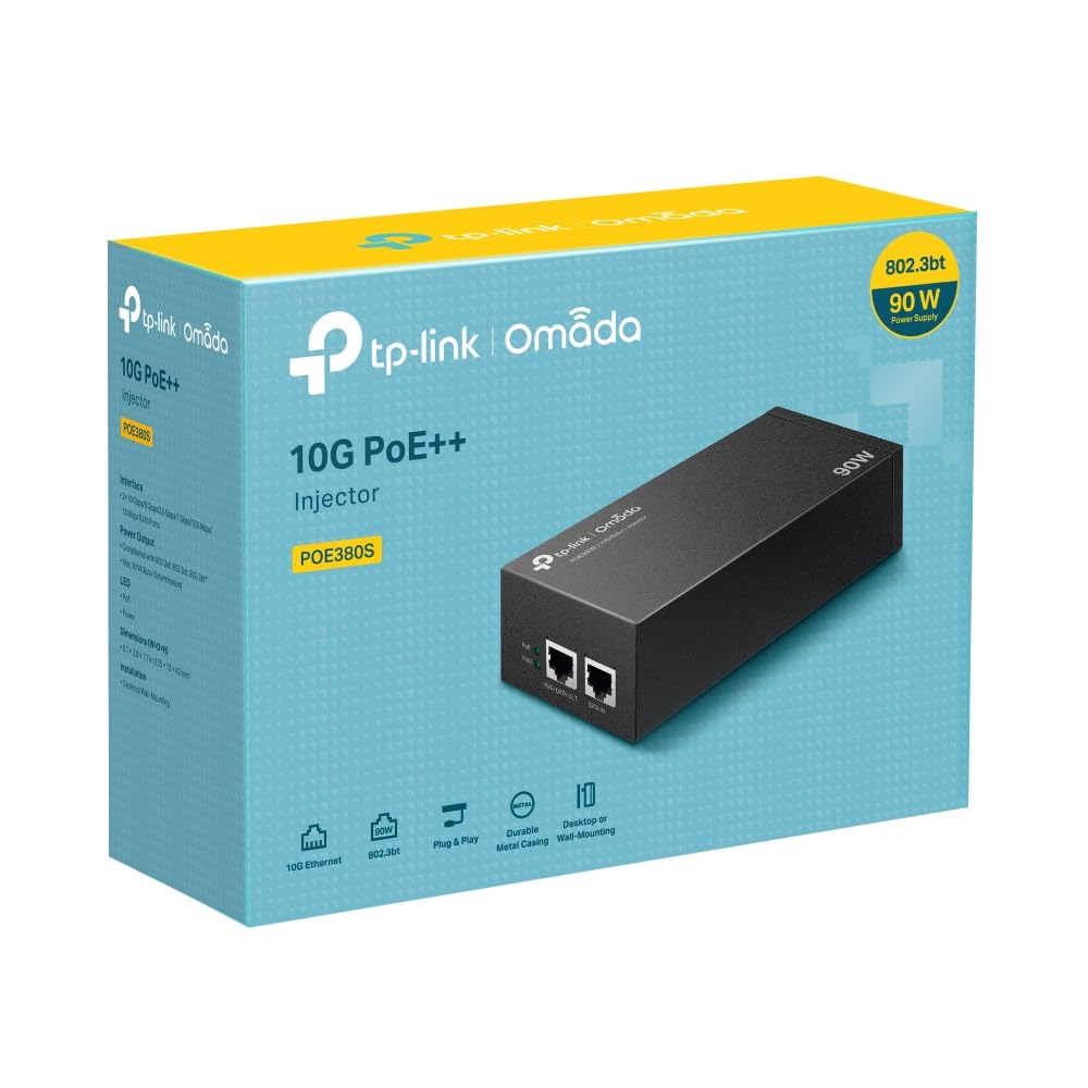 TP-Link Omada 2.5GE PoE+ Injector | Non-PoE to PoE Adapter | 802.3at/af Compliant | Up to 30W | Wall Mountable | Plug&Play | Up to 100m(328 ft) | UL Certified(POE260S)
