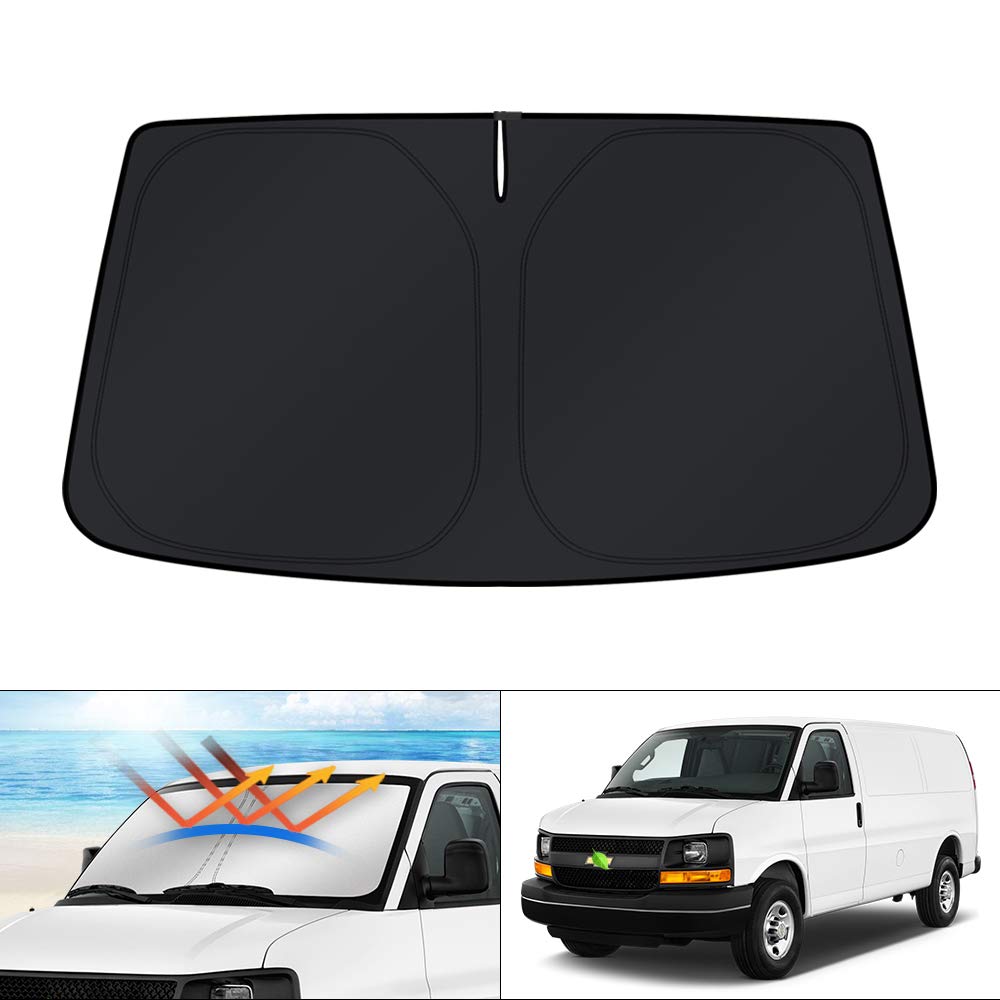 KUST Windshield Sun Shade for 2017-2026 Tesla Model Y/Model 3 Sunshade Accessories (Fit 2025-2026 Model Y Juniper / 2024 Model 3 Highland) Upgraded Foldable Sunshade, Blocks UV Rays Keep Car Cool