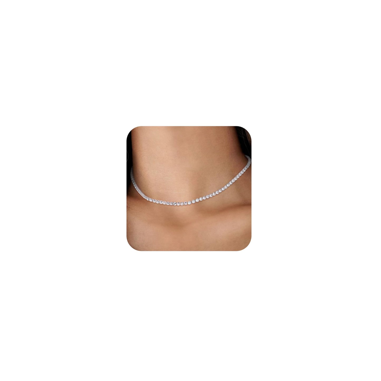 silver tennis necklace 2mm