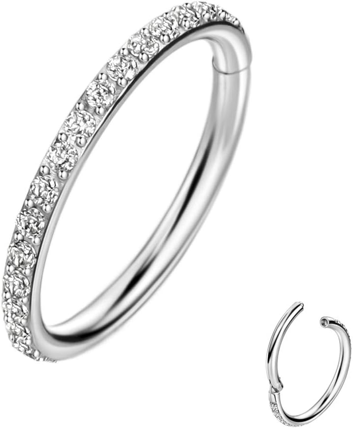 TDEBA Conch Piercing Jewelry, 316L Surgical Steel Segment Nose Hoop Ring, CZ Cartilage Earrings, Lip Ring, Segment Helix Rook Seamless Clicker Piercing Jewelry