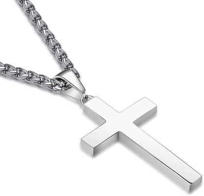 P. Blake Edelstahl Kreuz Anhänger Halskette für Männer Jungen, Christliches Kreuz Anhänger mit 61 cm Kette