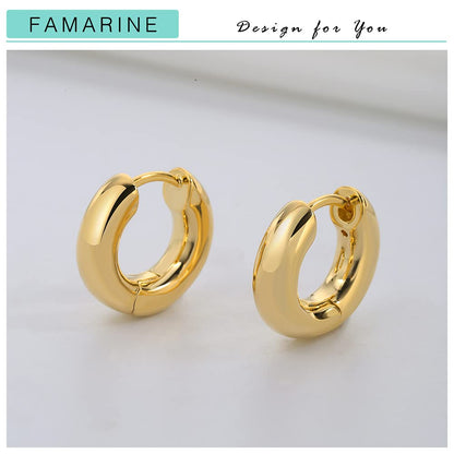 FAMARINE Gold Chunky Creolen für Damen, 0,8 Zoll Gold Creolen Huggie Ohrringe für Herren
