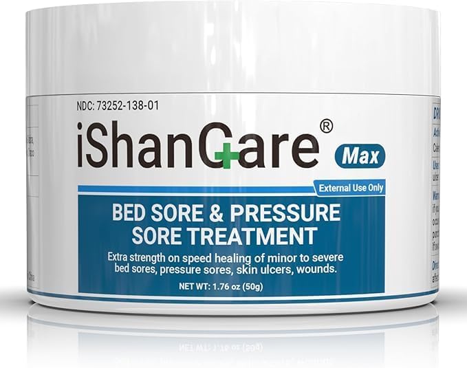 iShanCare® Bed Sore Cream - Fast & Safe Natural Healing Pressure Sore Cream, Bedsore Wound Care Healing Ointment, Treatment for Bed sores Pressure Sores Diabetic Ulcer Wounds Burns and Cuts
