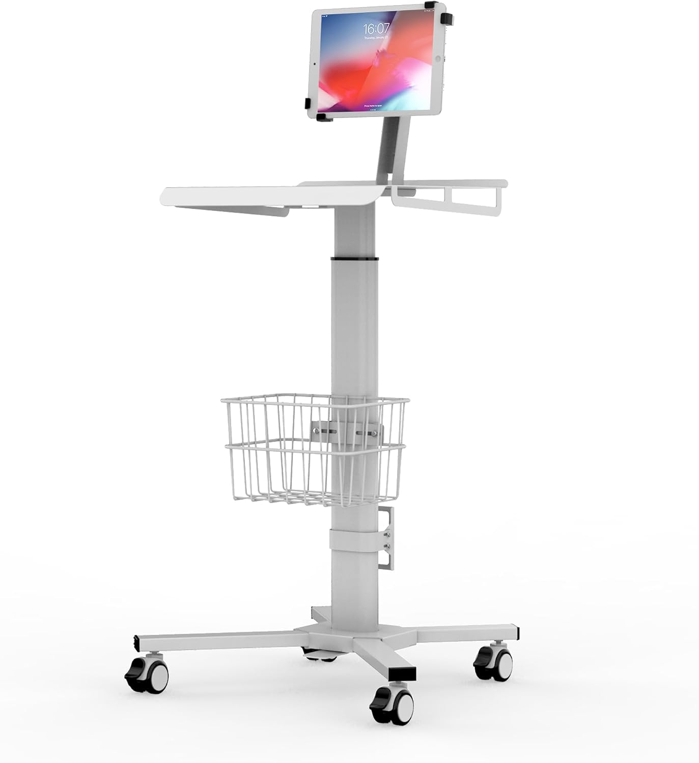 Mobile Medical Tablet Cart Compatible with 9.7-12.9” iPad, Rolling Medical Workstation, Mobile Tablet Workstation for Hospital, Clinic, Library, Restaurant, Rolling Floor Stand Cart