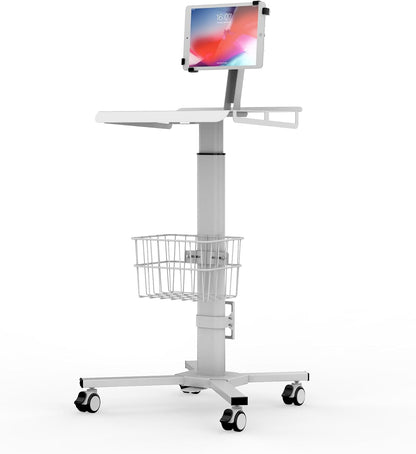 Mobile Medical Tablet Cart Compatible with 9.7-12.9” iPad, Rolling Medical Workstation, Mobile Tablet Workstation for Hospital, Clinic, Library, Restaurant, Rolling Floor Stand Cart