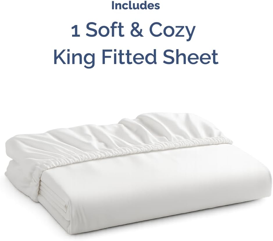 Spannbetttuch King-Size – Einzelnes Spannbetttuch unten – Ultraweiche Hotel-Luxus-Bettwäsche mit 20-40 cm tiefen Taschen – Atmungsaktiv, kühlend & knitterfrei – Pflegeleicht, farb- & schrumpffest – Weiß