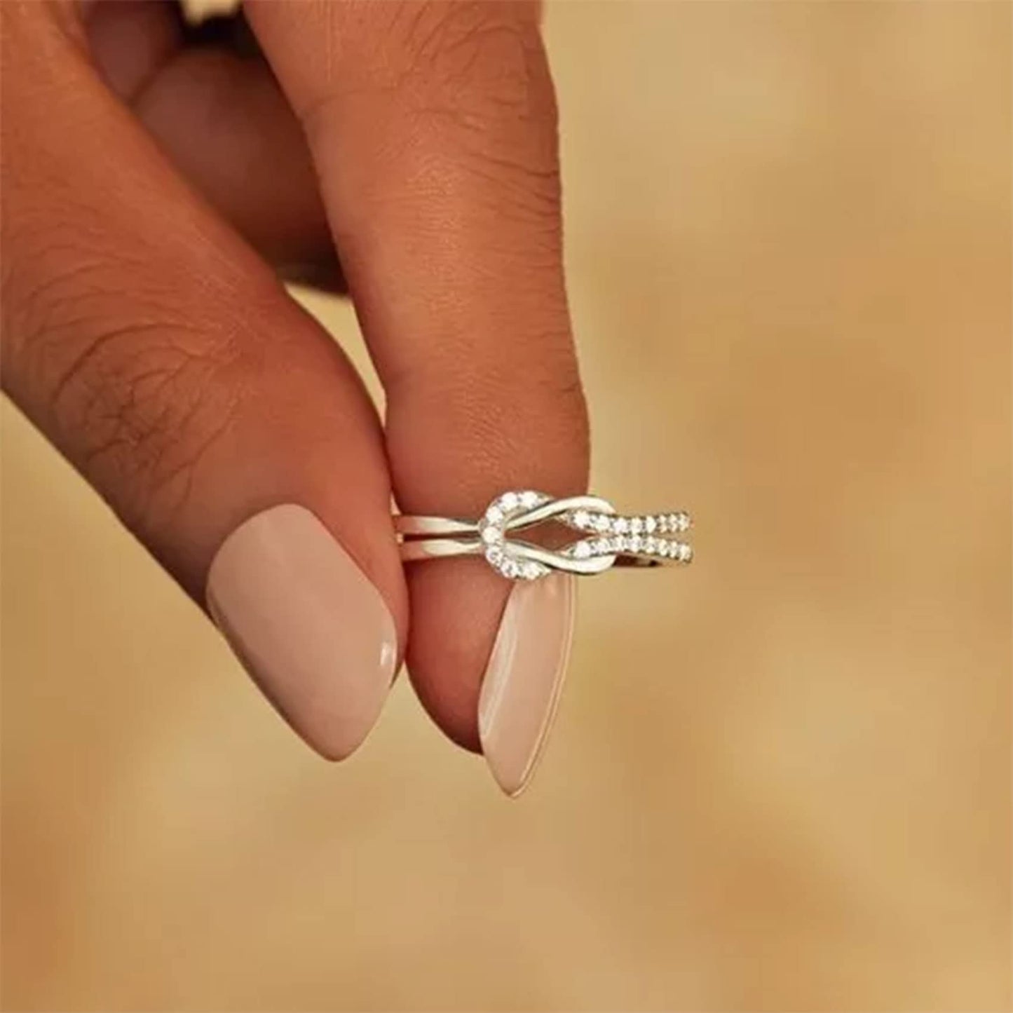 OOOPEL Sterlingsilber Verstellbarer Ring S925 Silberringe für Frauen Zirkonia Twist Liebesknoten Zarter Ring Silber Minimalistischer Offener Fingerring Silber Daumen Sterlingsilberring