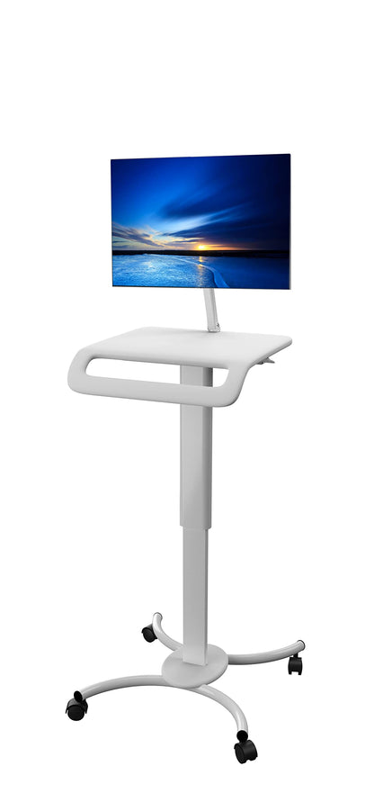 Rolling Medical Workstation – CTA Height Adjustable Mobile Secure Medical Workstation Cart for iPad 10th Gen 10.9" - 7/8/9 Gen 10.2”- Pro 11” - Air 4 - Galaxy Tab S3 - White (QPAD-HRSW)