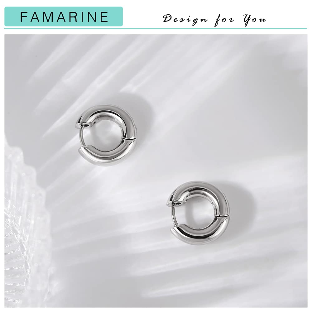 FAMARINE Gold Chunky Creolen für Damen, 0,8 Zoll Gold Creolen Huggie Ohrringe für Herren
