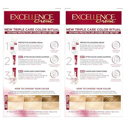 L'Oréal Paris Excellence Crème Permanente Haarfarbe, dreifache Pflegehaarfarbe mit Hyaluronsäure für 100% Grauabdeckung, 4AR Dunkles Schokobraun, 1 Packung (Verpackung kann variieren)