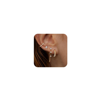 Gold Earrings For Women, Dainty Huggie Earrings Stack 14K Gold Plated Pearl Dangle Earrings for Women Trendy Cute Hypoallergenic Unique Gold Earring Stack Fashion Gold Jewelry Gifts