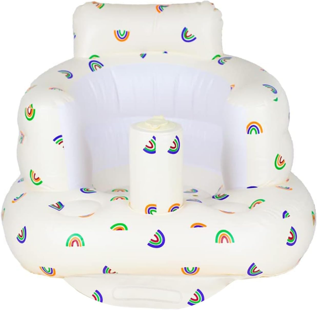 Aufblasbarer Babysitz, aufblasbarer Babystuhl für Babys ab 3 Monaten, aufblasbarer Sommerstuhl mit integrierter Luftpumpe, Baby-Bodensitz zum Sitzenlernen, Spielen, Campen, Orange