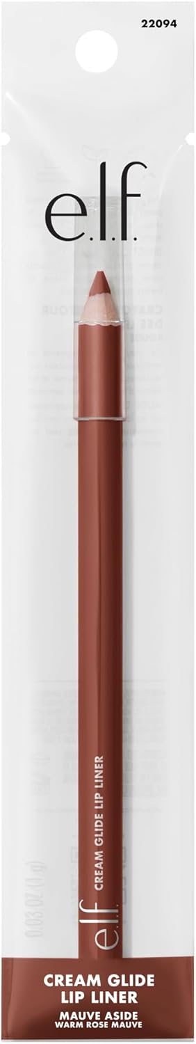 e.l.f. Cream Glide Lipliner, Hochpigmentierter Stift zum Formen & Konturieren der Lippen, Semi-Mattes Finish, Vegan & Tierversuchsfrei, Mauve Aside