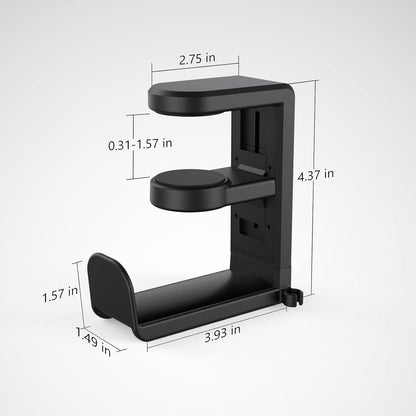 PC Gaming Headset Kopfhörerhakenhalterung, Kopfhörerständer mit verstellbarer und drehbarer Armklemme, Untertischdesign, universelle Passform, integrierter Kabelclip-Organizer EURPMASK