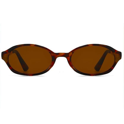 Awdchny Retro Ovale Sonnenbrille für Damen – Elegante Cat Eye 90er Sonnenbrille, Leichter schmaler Rahmen, Trendige UV-Schutz Sonnenbrille 8057 Schwarz+Braun+Schildpatt