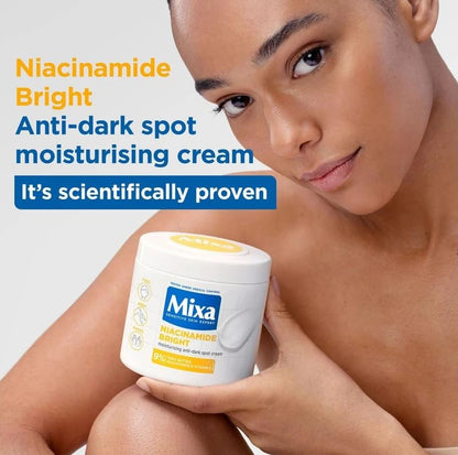 Mixa Niacinamide Bright Moisturizing Anti‑Dark Spot Cream – 400 ml (13.52 fl.oz.), Face & Body Hydration for Dry & Sensitive Skin