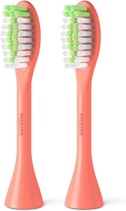 Philips One by Sonicare Ersatzbürstenköpfe, 2er-Pack, Schwarz, Kompatibel mit Philips One elektrische Zahnbürste, BH1022/06