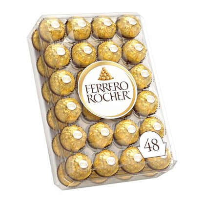 FERRERO ROCHER Caja de Regalo de Chocolate con Leche y Avellanas, 48 Unidades, Regalo Ideal para Anfitrionas, 600g