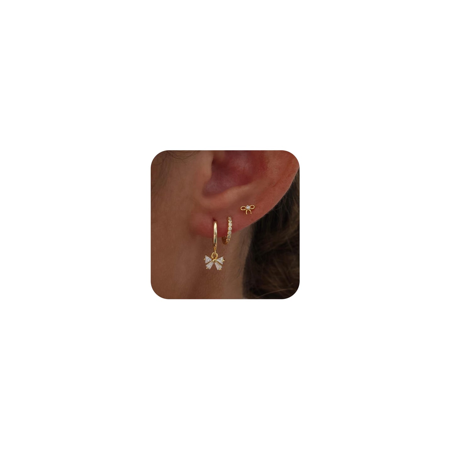 Gold Earrings For Women, Dainty Huggie Earrings Stack 14K Gold Plated Pearl Dangle Earrings for Women Trendy Cute Hypoallergenic Unique Gold Earring Stack Fashion Gold Jewelry Gifts