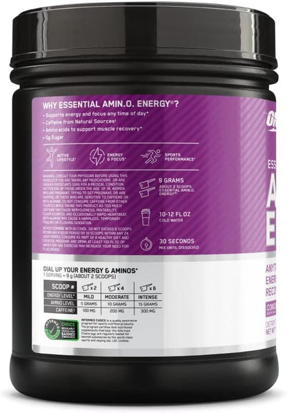 OPTIMUM NUTRITION Amino Energy, Concord Grape, 65 Serves, 585 g