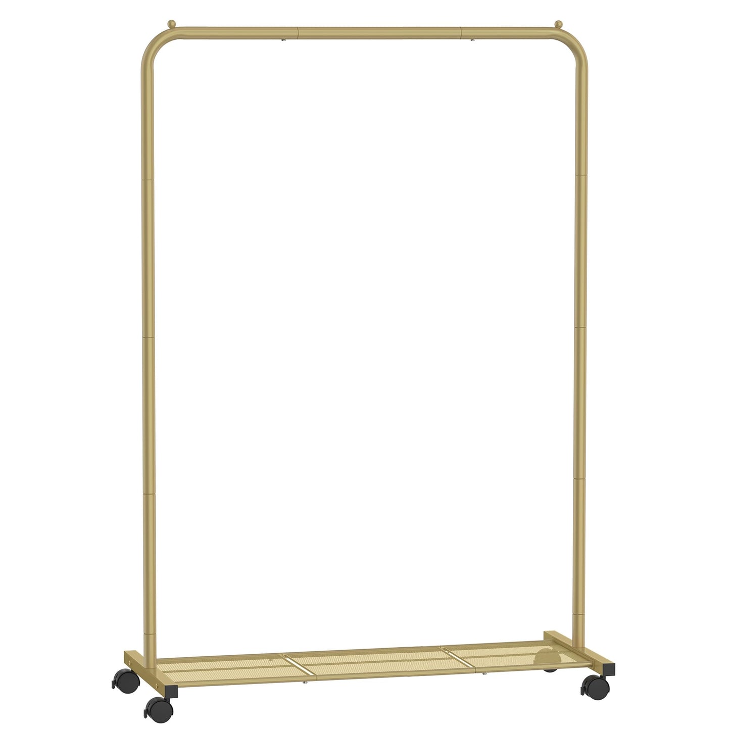 SONGMICS Clothes Rack with Wheels, Clothing Rack for Hanging Clothes, 25.4 mm Metal Garment Rack with Dense Mesh Storage Shelf, 110 lb Load Capacity, 2 Brakes, Black UHSR25BK
