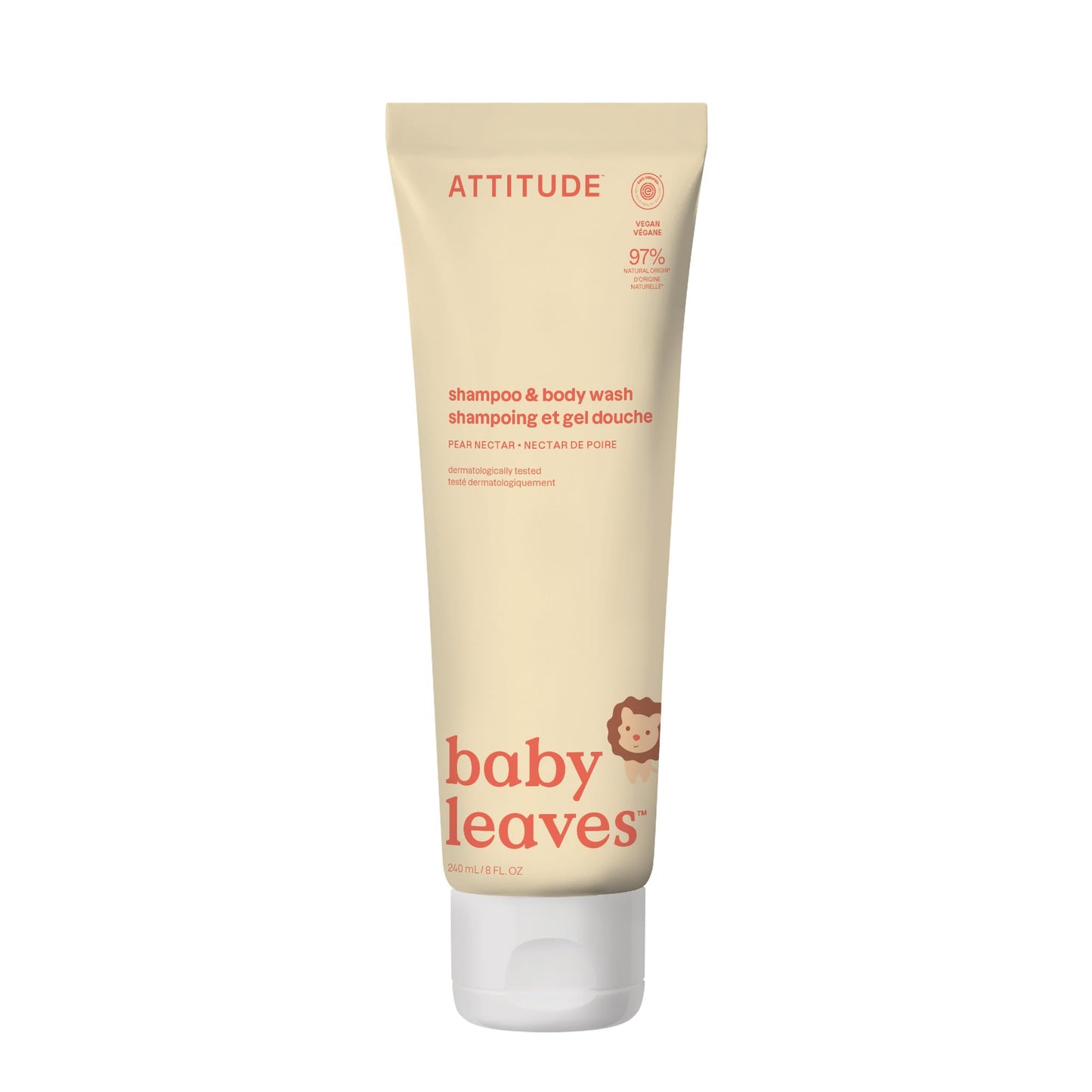 ATTITUDE Baby 2-in-1 Shampoo and Body Wash, Made in Canada, EWG Verified, Dermatologically Tested, Vegan, Pear Nectar, 473 mL