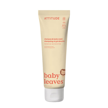 ATTITUDE Baby 2-in-1 Shampoo and Body Wash, Made in Canada, EWG Verified, Dermatologically Tested, Vegan, Pear Nectar, 473 mL