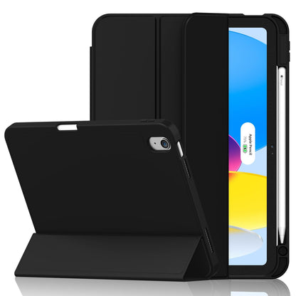 iMieet Case for iPad (A16)/iPad 10th Generation [11-Inch 2025/10.9 Inch 2022], Trifold Stand Smart Cover with Pencil Holder and Soft TPU Back, Supports Touch ID(Black)