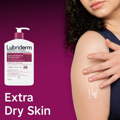 Lubriderm Advanced Moisture Therapy Feuchtigkeitscreme – Vitamin E, Vitamin B5, parfümfreie Bodylotion, 710 ml