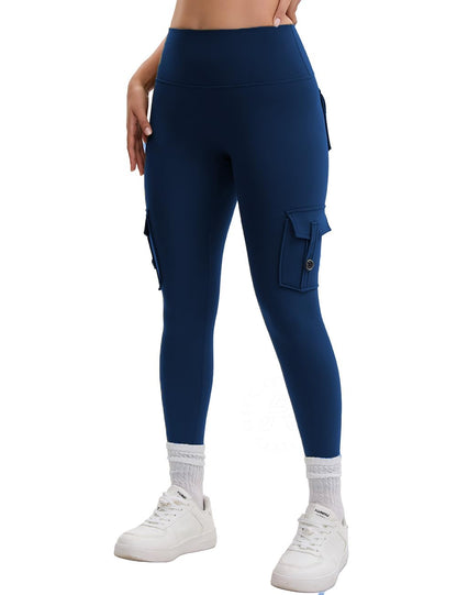 AEEZO Damen-Fleece-Cargo-Leggings mit Taschen, Thermohose, Po-Lifting, verdeckte Scrunch, für kaltes Wetter, Yogahose