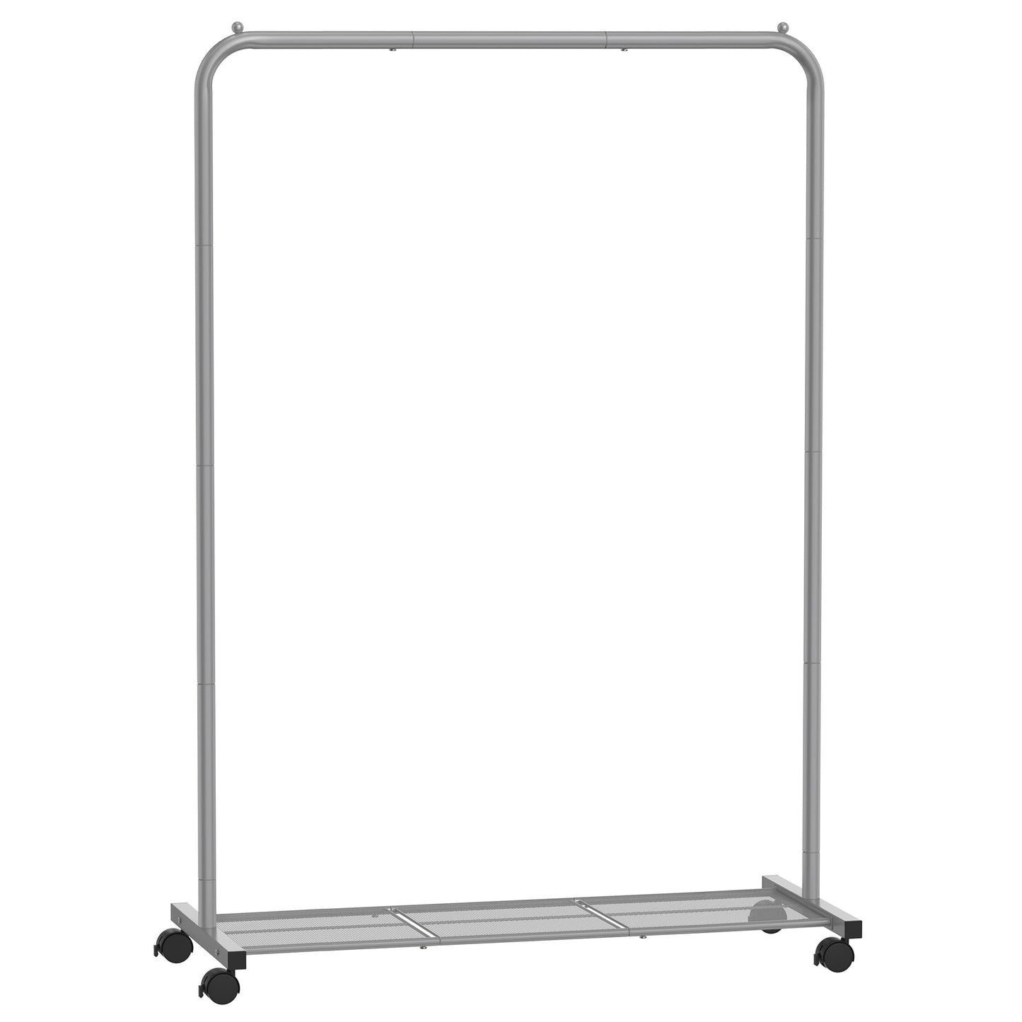 SONGMICS Clothes Rack with Wheels, Clothing Rack for Hanging Clothes, 25.4 mm Metal Garment Rack with Dense Mesh Storage Shelf, 110 lb Load Capacity, 2 Brakes, Black UHSR25BK