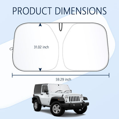 300T Thickened Automotive Glass Sunshade and Comes with Storage Bag,Keep Car Interior Cool,Universal Windshield Sun Shade Fit for Cars,Trucks,SUVs (L: 57.08 * 31.5 inch)