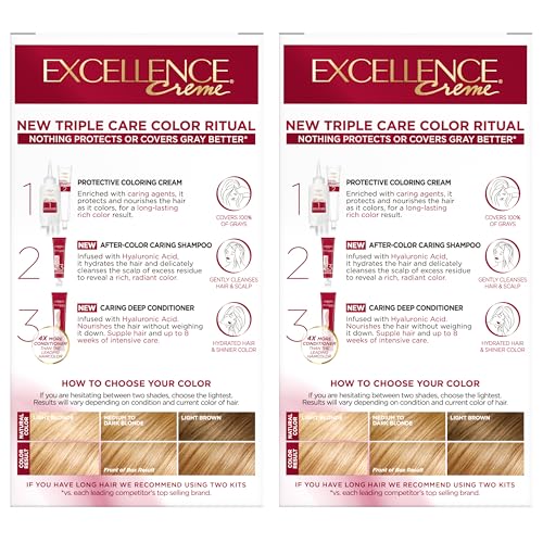 L'Oréal Paris Excellence Crème Permanente Haarfarbe, dreifache Pflegehaarfarbe mit Hyaluronsäure für 100% Grauabdeckung, 4AR Dunkles Schokobraun, 1 Packung (Verpackung kann variieren)